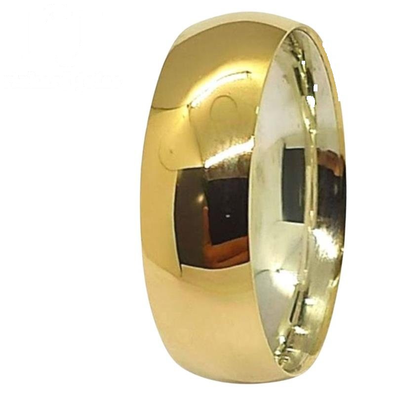 ALIANÇA DE PRATA ENCAPADA C/OURO 18KL 6,0MM ABAULADA