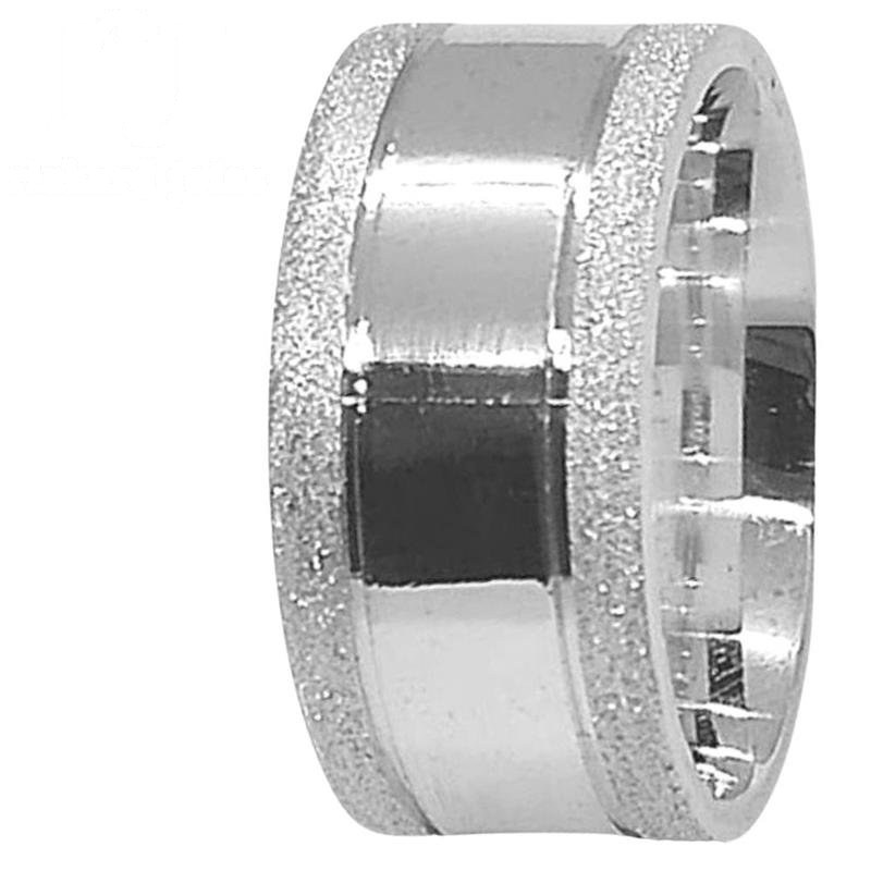 ALIANÇA DE PRATA 10MM QUADRADA C/02 FRISOS 0,50 E A LATERAL DIAMANTADA