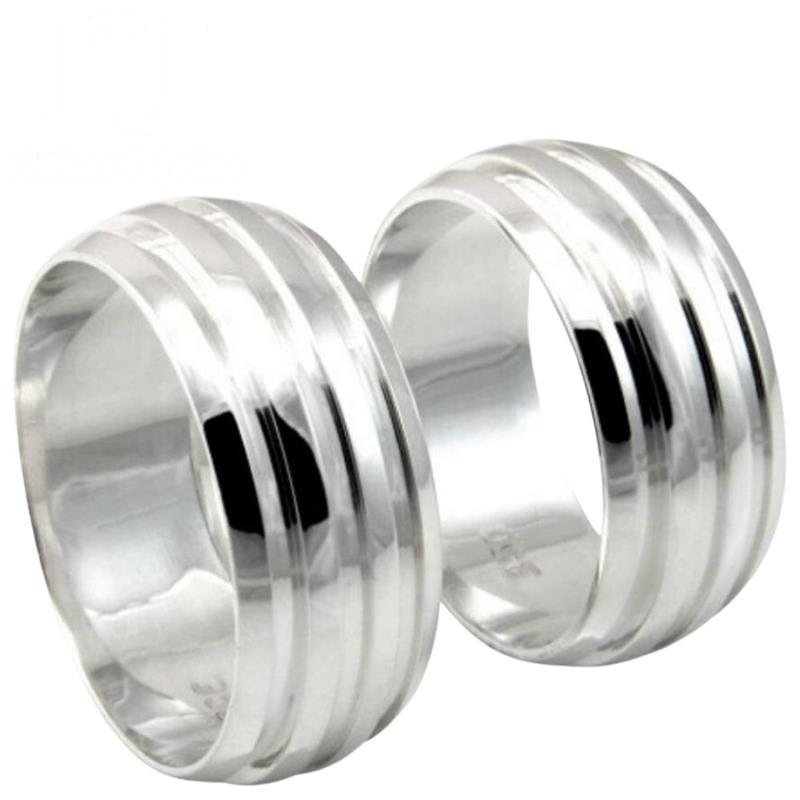 ALIANÇA DE PRATA 8,0MM ABAULADA C/03 FRISOS DE 1MM