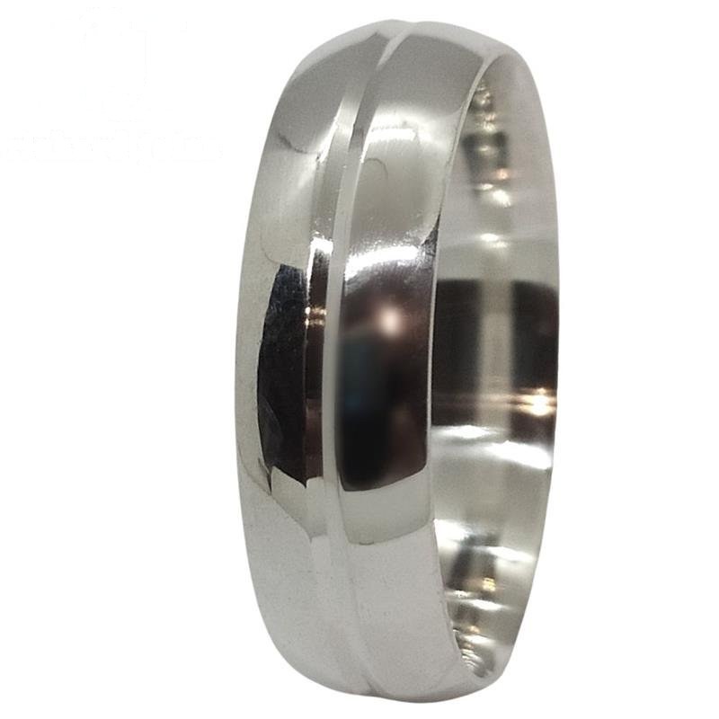 ALIANÇA DE PRATA 6,5MM ANATÔMICA C/01 FRISO DE 130º