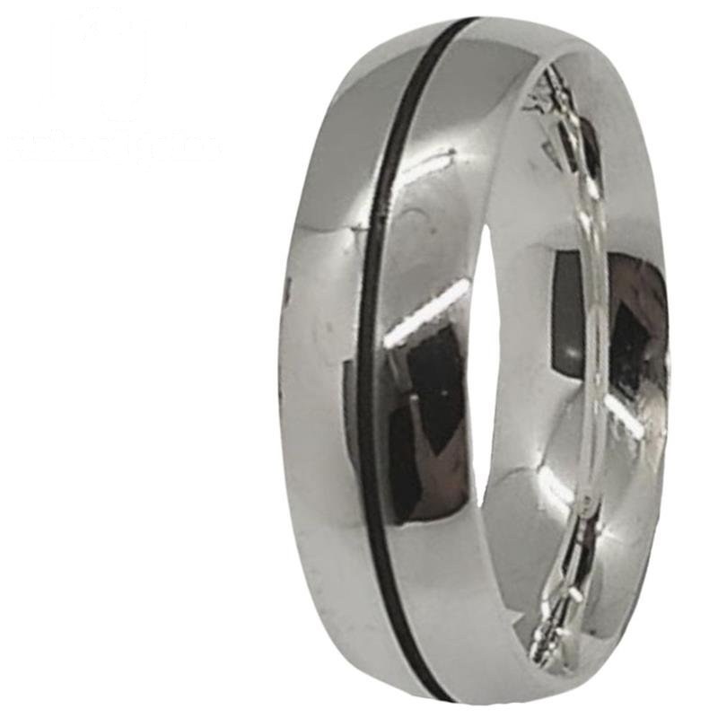 ALIANÇA DE PRATA 6,0MM ANATÔMICA ABAULADA C/01 FRISO 0,50 ENVELHECIDO