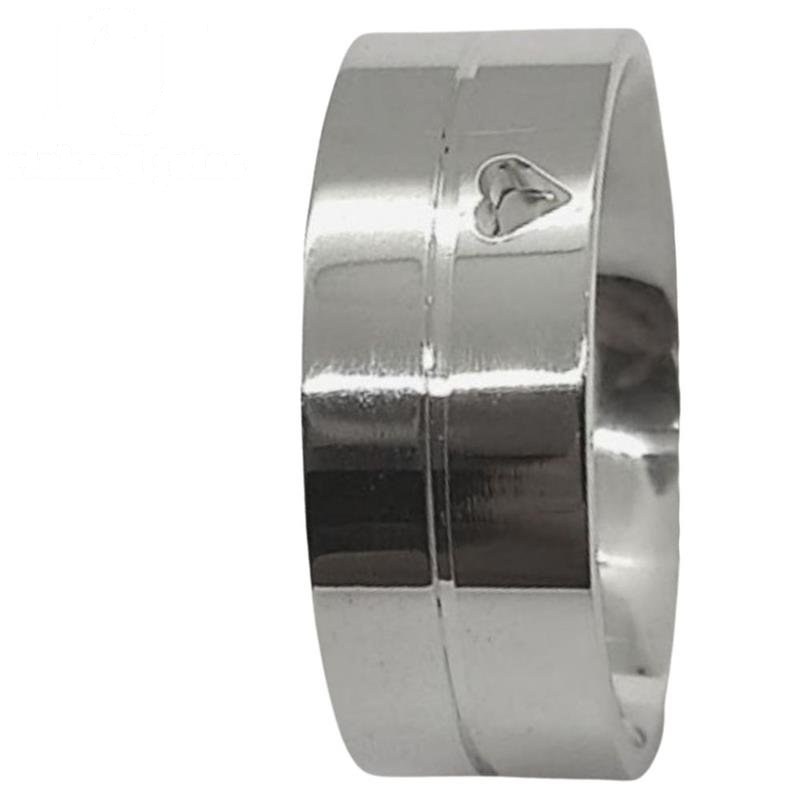 ALIANÇA DE PRATA 8,0MM ANATÔMICA QUADRADA C/CORAÇÃO E 01 FRISO