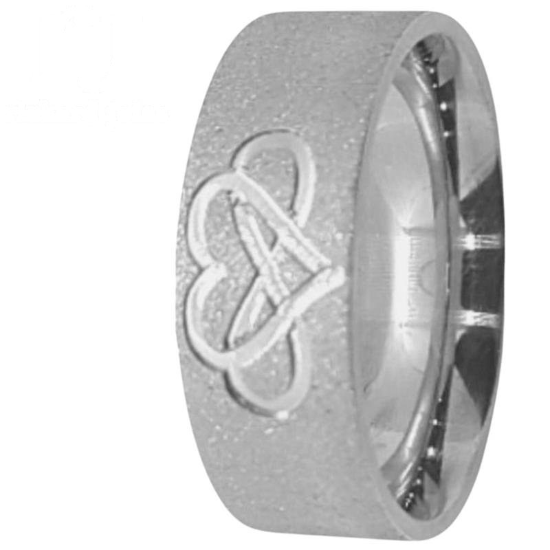 ALIANÇA DE PRATA 8,0MM QUADRADA DIAMANTADA C/CORAÇÃO E INFINITO