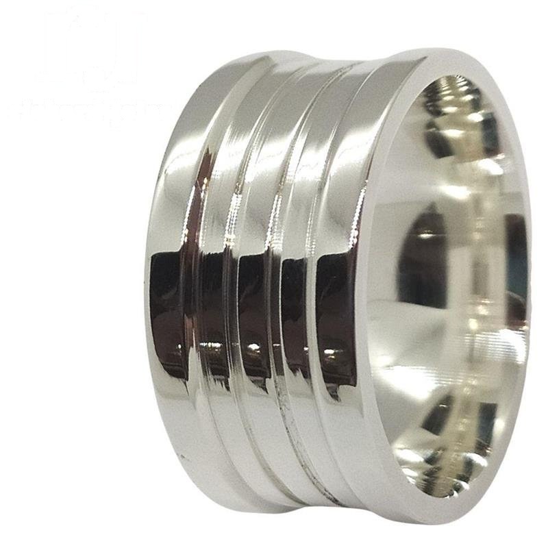 ALIANÇA DE PRATA 10MM ANATÔMICA QUADRADA C/ 02 FRISOS 0,50