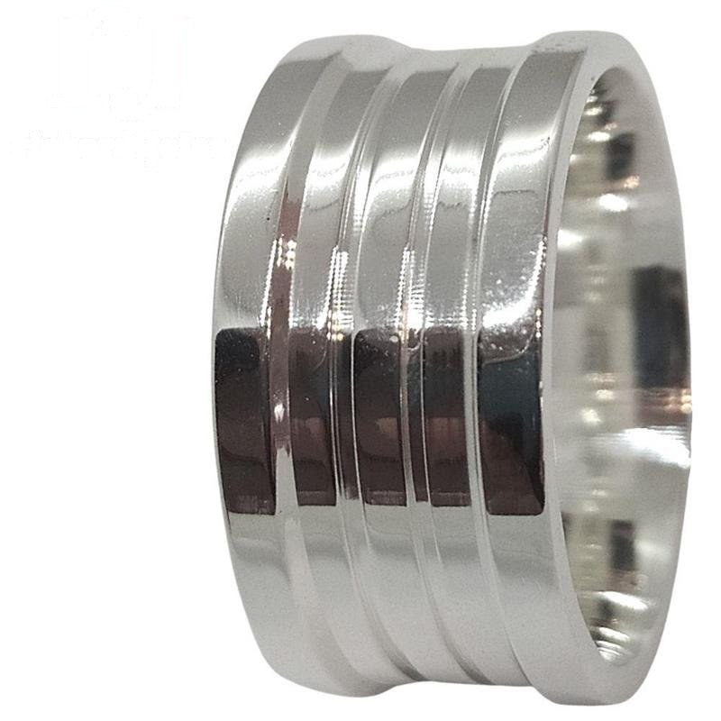 ALIANÇA DE PRATA 10MM ANATÔMICA QUADRADA C/02 FRISOS 0,50