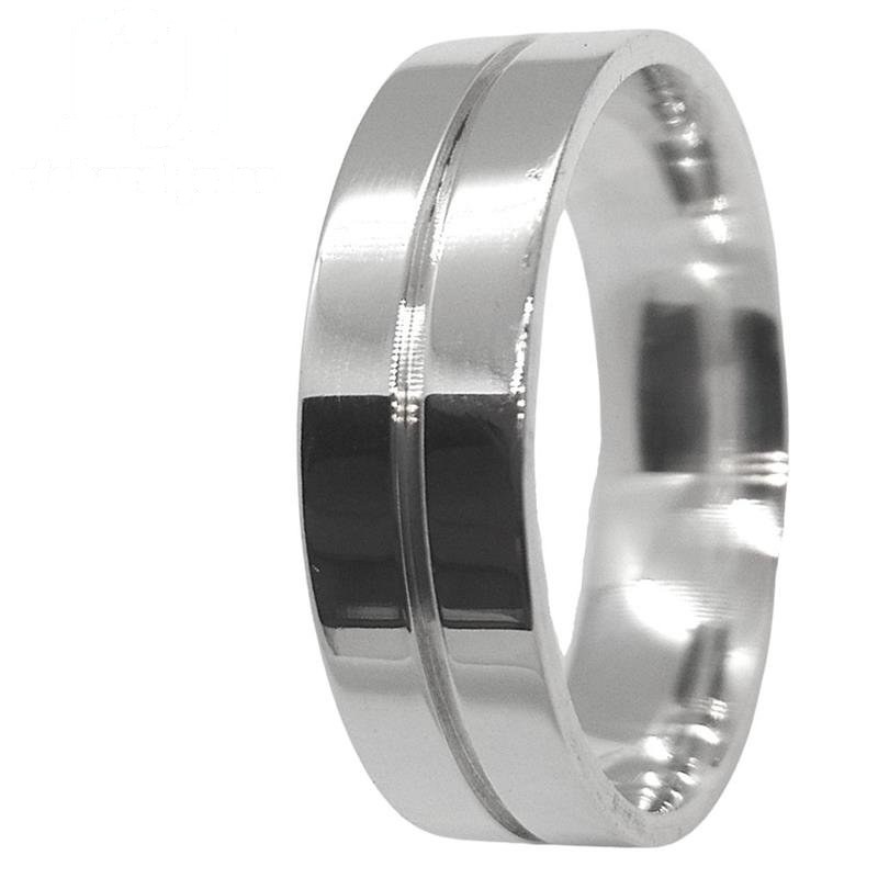 ALIANÇA DE PRATA 6,0MM ANTÔMICA QUADRADA C/01 FRISO 0,50