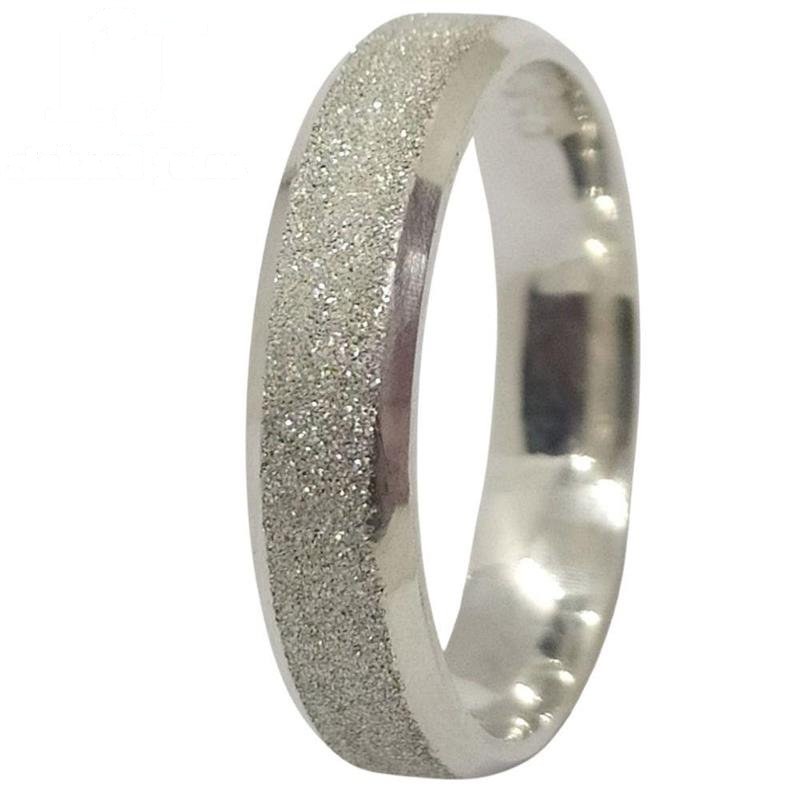 ALIANÇA DE PRATA 4,0MM ANATÔMICA CHANFRADA DIAMANTADA