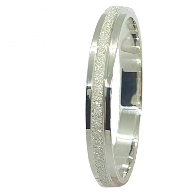 ALIANÇA DE PRATA 925 A 950 3,0MM SEMI-ANATÔMICA QUADRADA DIAMANTADA C/ LATERAL REBAIXADO