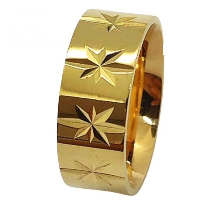 ALIANÇA DE MOEDA 9,0MM QUADRADA C/TRABALHADO DE ESTRELA