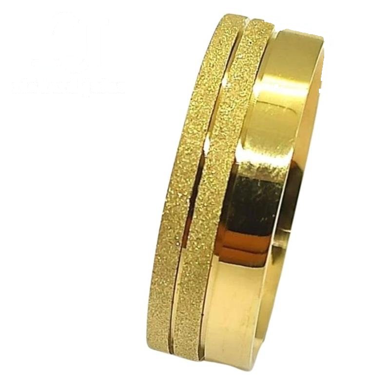 ALIANÇA DE MOEDA 10MM QUADRADA LATERAL DIAMANTADA E 02 FRISO 0,50