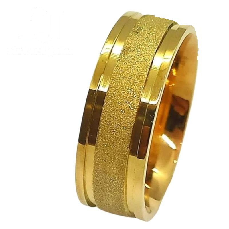 ALIANÇA DE MOEDA 8,0MM ANATÔMICA QUADRADA C/ CENTRO DIAMANTADO E 02 FRISO 1,0MM