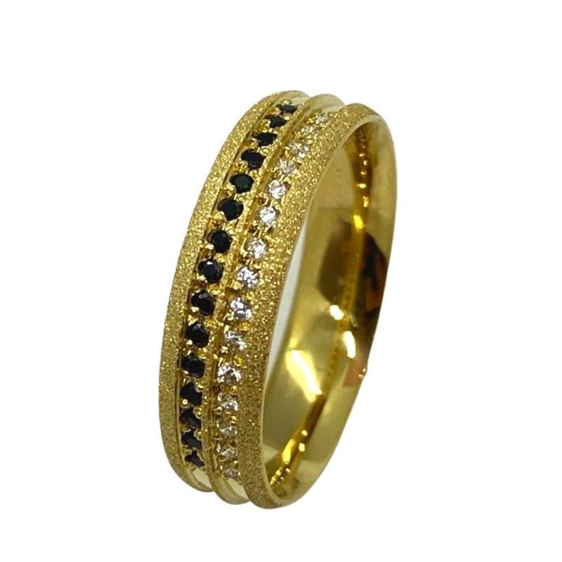 ALIANÇA DE MOEDA 8,0MM ABAULADA DIAMANTADA C/ 30 PEDRAS