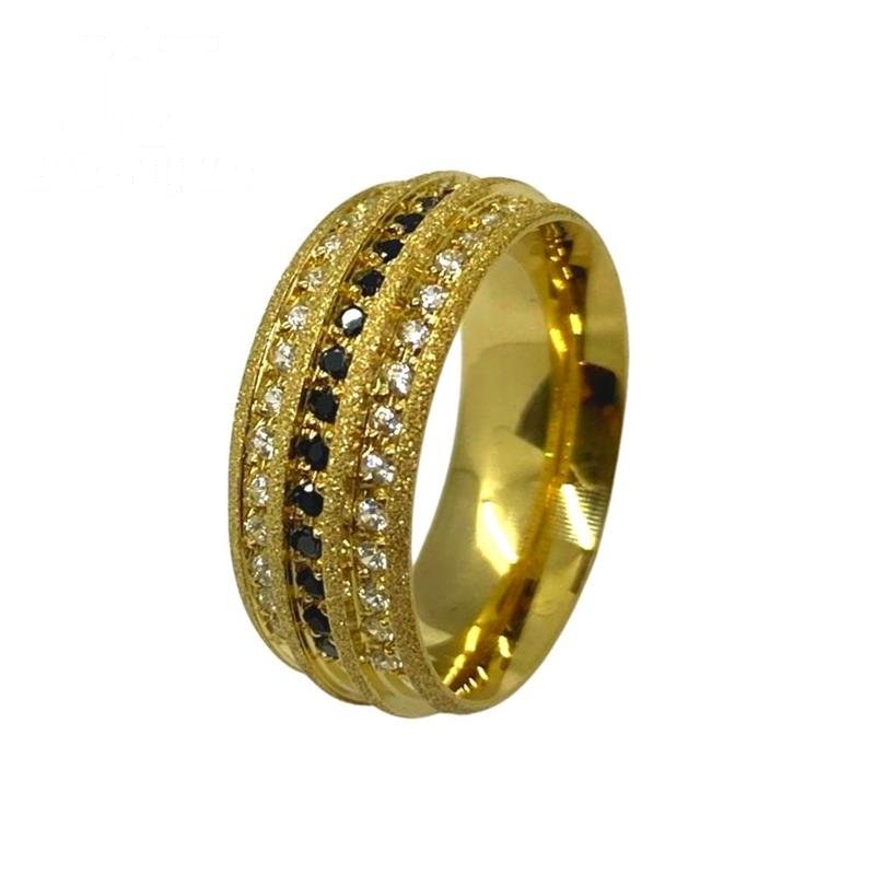 ALIANÇA DE MOEDA 8,0MM ABAULADA DIAMANTADA C/ 40 PEDRAS