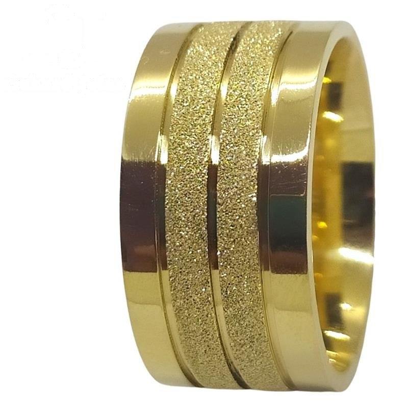 ALIANÇA DE MOEDA 10MM ANATÔMICA QUADRADA DIAMANTADA C/ 3 FRISOS 0,50