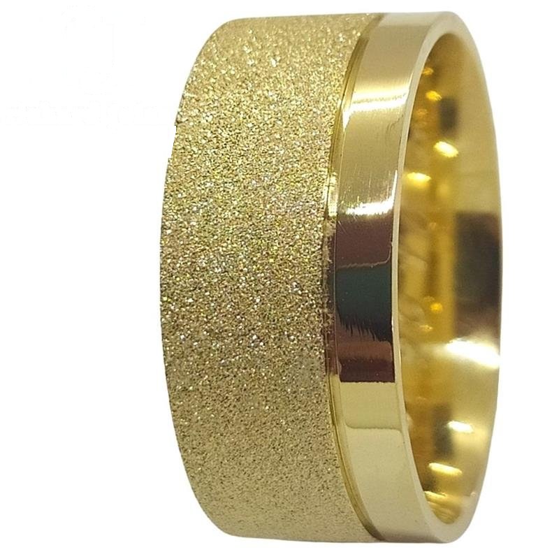 ALIANÇA DE MOEDA 10 MM ANATÔMICA QUADRADA DIAMANTADA C/ 1 FRISO 0,50