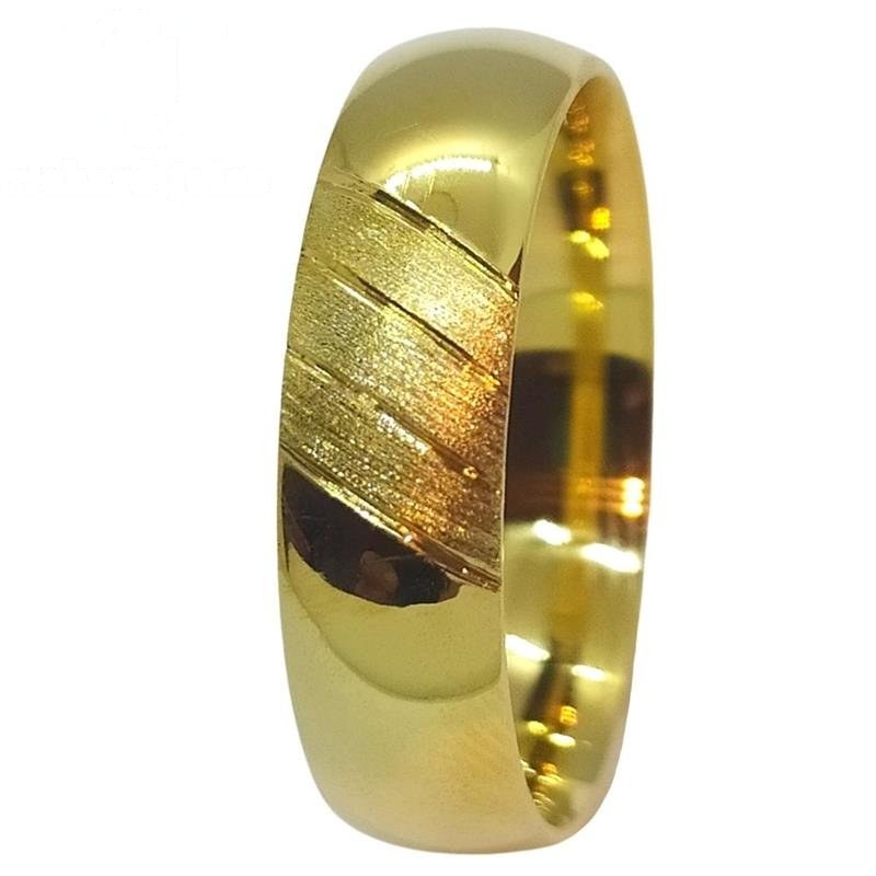 ALIANÇA DE MOEDA 6,0MM ANATÔMICA ABAULADA TRABALHADA