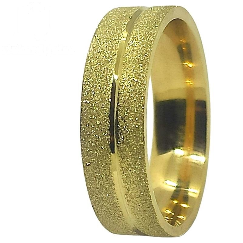 ALIANÇA DE MOEDA 6,0MM ANATÔMICA QUADRADA DIAMANTADA C/01 FRISO CENTRAL DE 130º