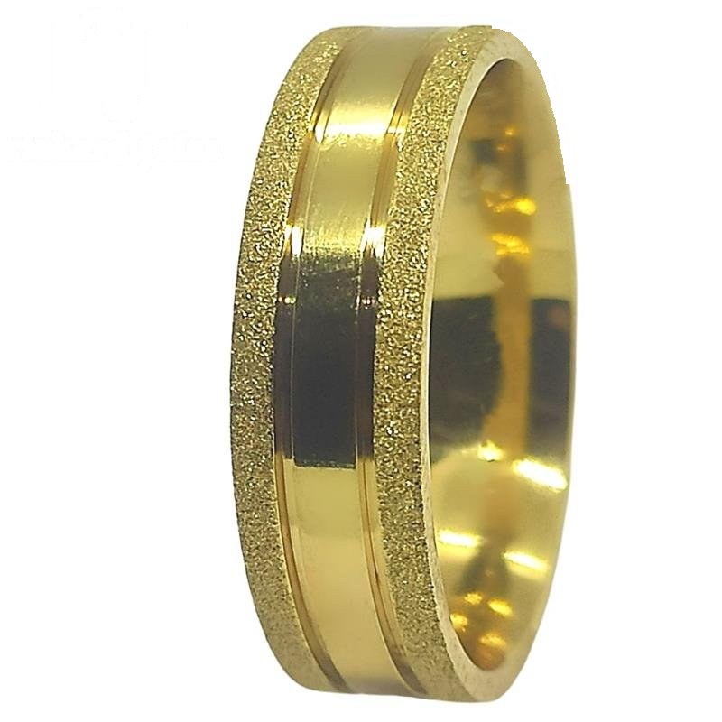 ALIANÇA DE MOEDA 6,0MM ANATÔMICA QUADRADA C/02 FRISOS E DIAMANTADO