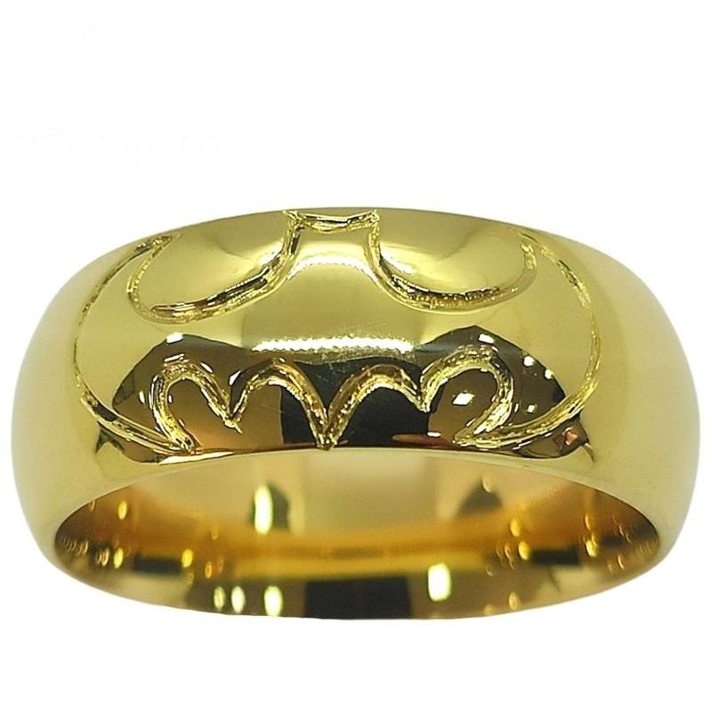 ALIANÇA DE MOEDA 8,0MM ANATÔMICA ABAULADA PERSONALIZADA C/ DEZENHO DO BATMAN