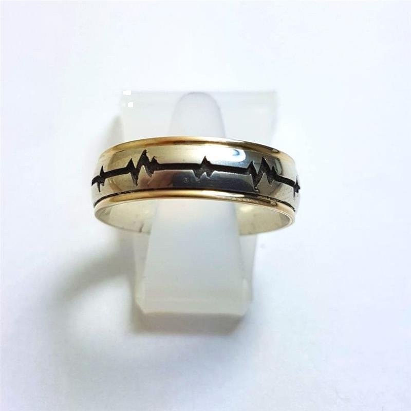 ALIANÇA DE PRATA C/FILETE DE OURO 10KL 6,0MM ABAULADA BATIMENTO
