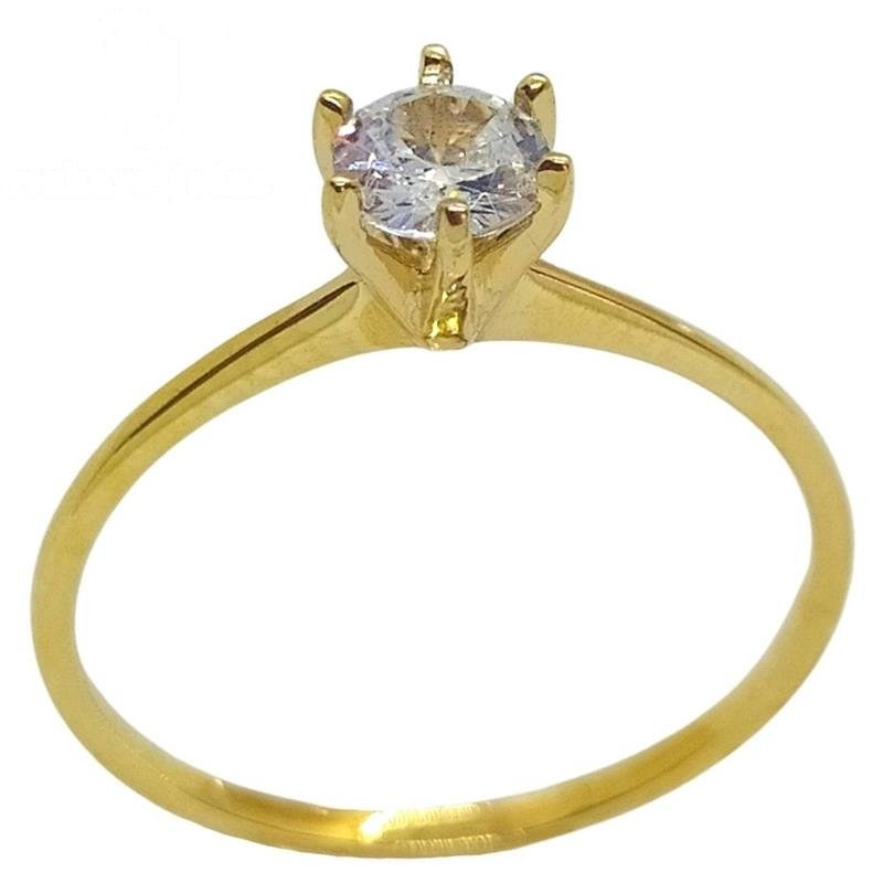 ANEL DE OURO 18KL SOLITÁRIO PEDRA 5MM PESO MÉDIO 1,9 GR