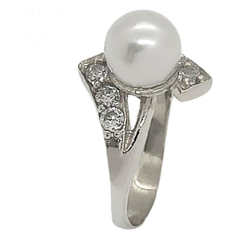 ANEL DE PRATA LEQUE C/ 1 PÉROLA 8,0MM