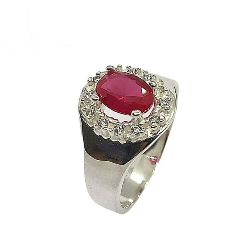 ANEL DE PRATA DE PEDRA OVAL 6X8