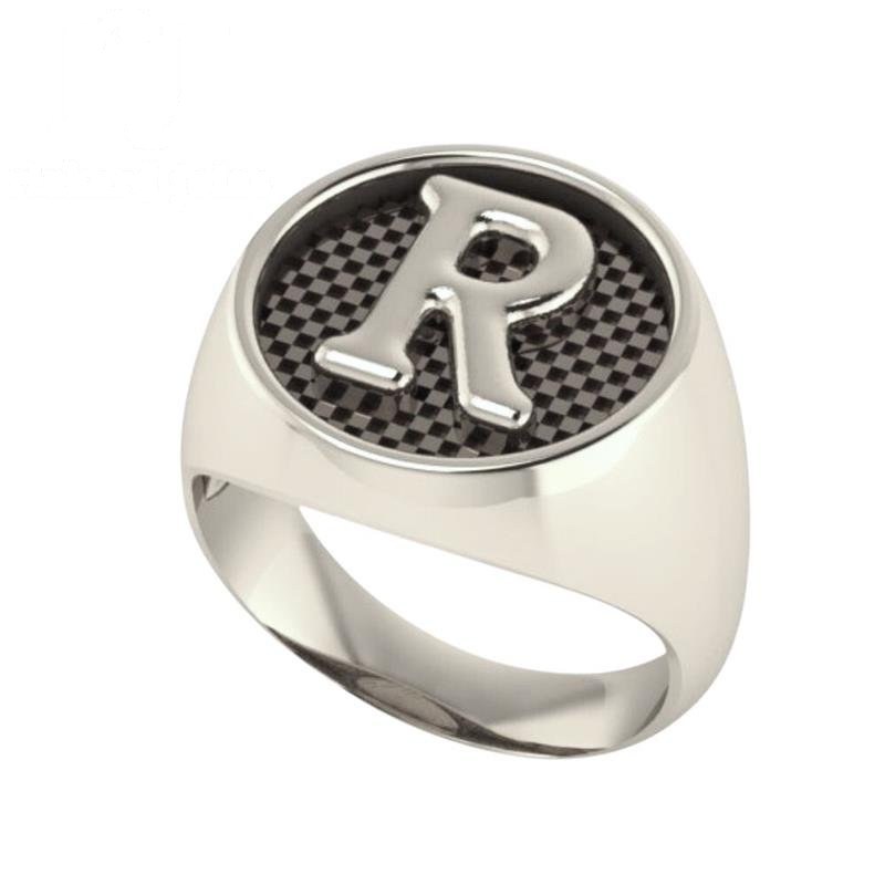 ANEL DE PRATA MASCULINO C/LETRA