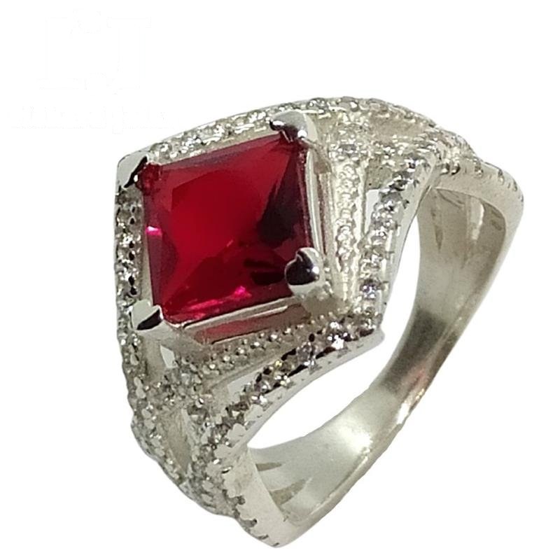 ANEL DE PRATA DE PEDRA CARRE 8X8