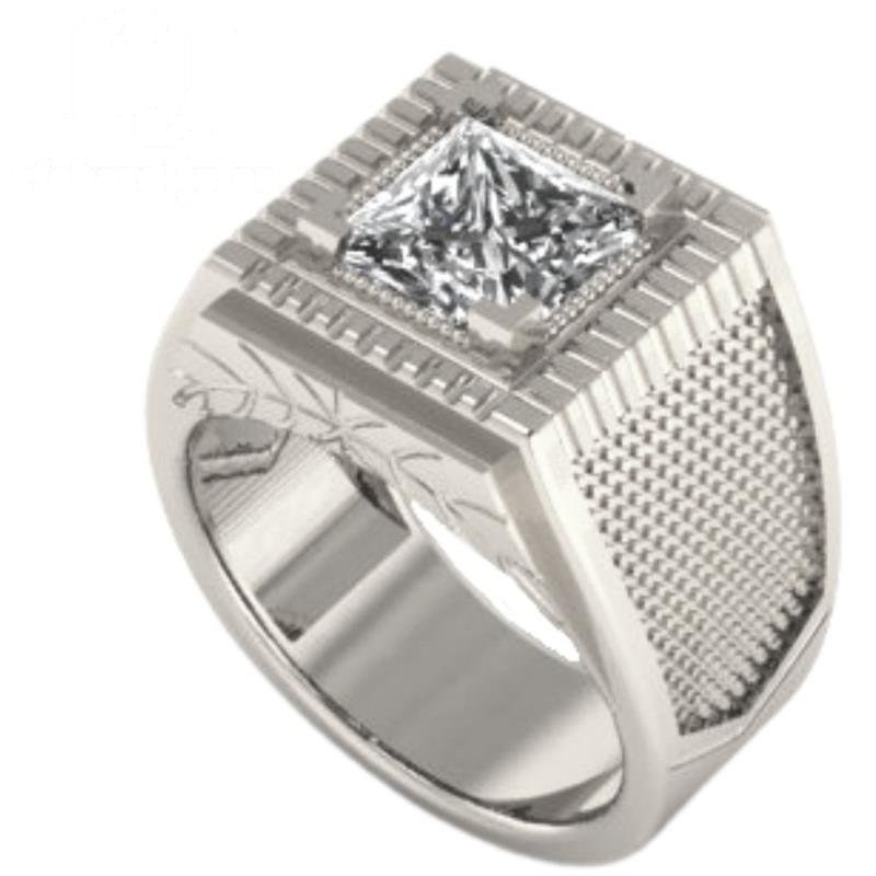 ANEL DE PRATA C/01 PEDRA CARRE 8 X 8 MM