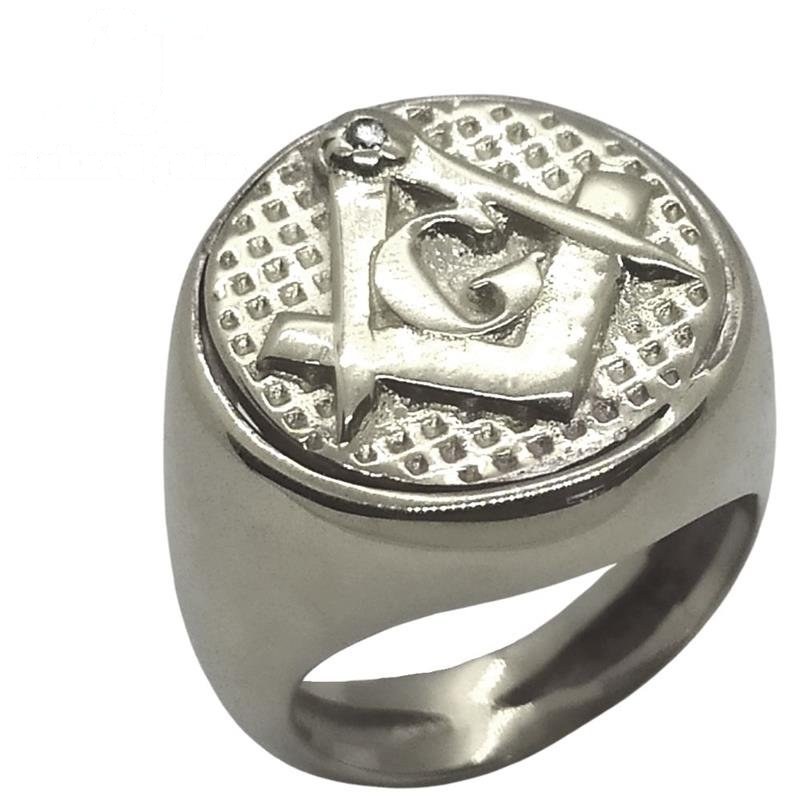 ANEL DE PRATA MASCULINO MAÇOM C/01 PEDRA