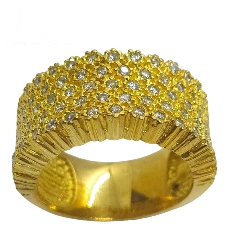 ANEL DE MOEDA QUADRADO C/82 PEDRAS DE ZIRCONIA