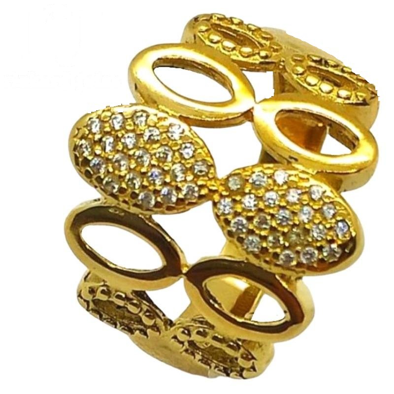 ANEL DE MOEDA C/40 PEDRAS DE ZIRCONIA