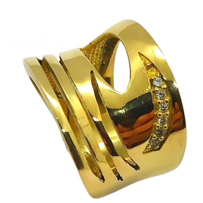ANEL DE MOEDA C/6 PEDRAS DE ZIRCONIA