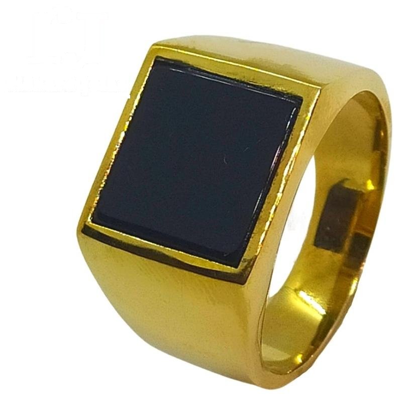 ANEL DE MOEDA QUADRADO PEDRA ONIX 12 X 12 MM