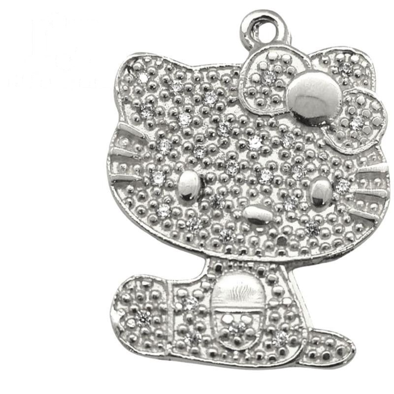 PINGENTE DE PRATA GATINHO C/29 PEDRAS DE TAMANHO 2,8 X 2,8