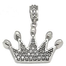 PINGENTE DE PRATA COROA CRAVEJADA C/23 PEDRAS DE TAMANHO 1,5 X 2,2