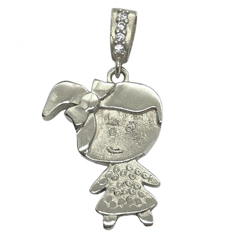 PINGENTE DE PRATA MENINA DE TAMANHO 2X1,6