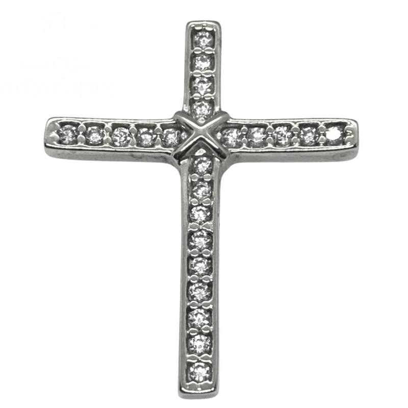 PINGENTE DE PRATA CRUCIFIXO C/ZIRCONE DE TAMANHO 3,5 X 2,8