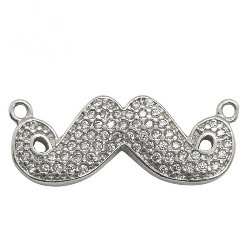PINGENTE DE PRATA BIGODE C/ 59 PEDRAS DE TAMANHO 0,8 X 2,5