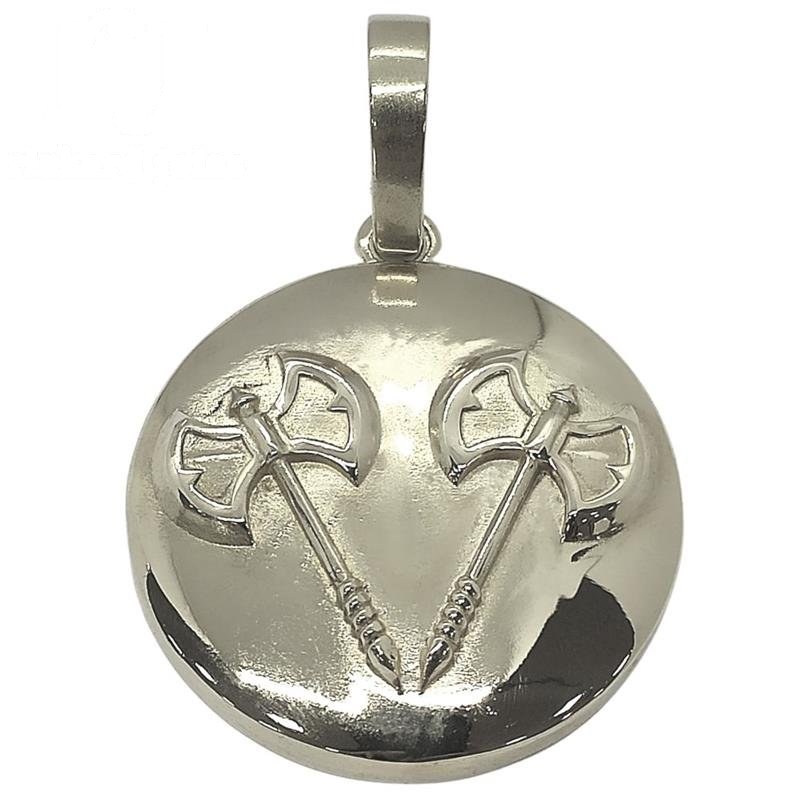 PINGENTE DE PRATA ESCUDO VIKING DE TAMANHO 3,5 X 3,5