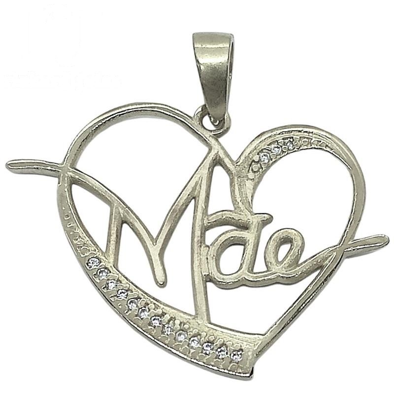 PINGENTE DE PRATA MÃE C/16 PEDRAS DE TAMANHO 3,8 X 2,9