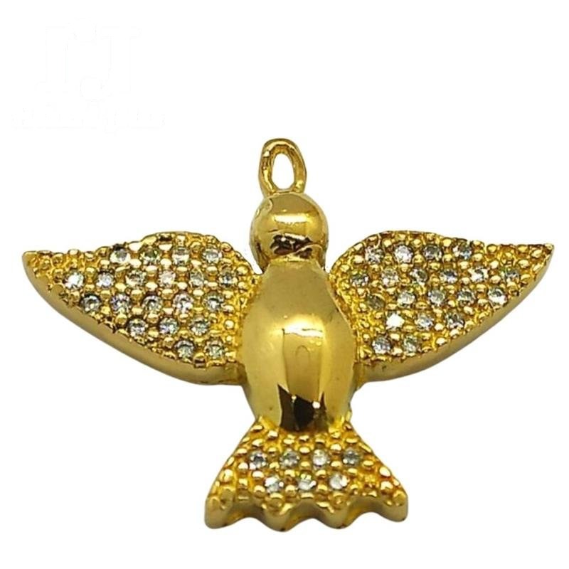 PINGENTE DE MOEDA POMBINHA CRAVEJADA C/47 PEDRAS DE TAMANHO 2X3