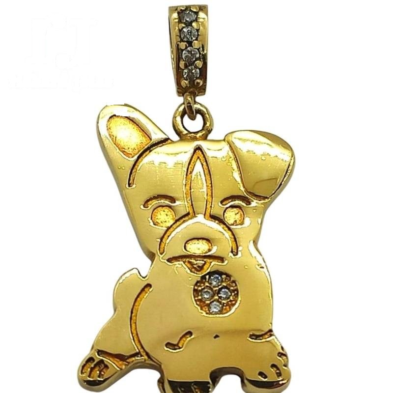 PINGENTE DE MOEDA CACHORRORRINHO C/04 PEDRAS