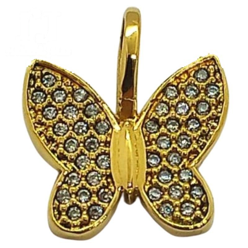 PINGENTE DE MOEDA BORBOLETA CRAVEJADA C/42 PEDRAS DE TAMANHO 1,2 X 1,4