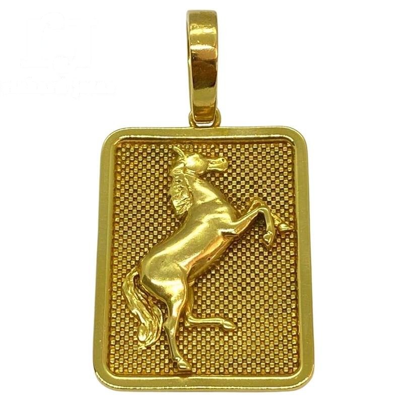PINGENTE DE MOEDA QUADRADO CAVALO ALTO RELEVO 3,5X3