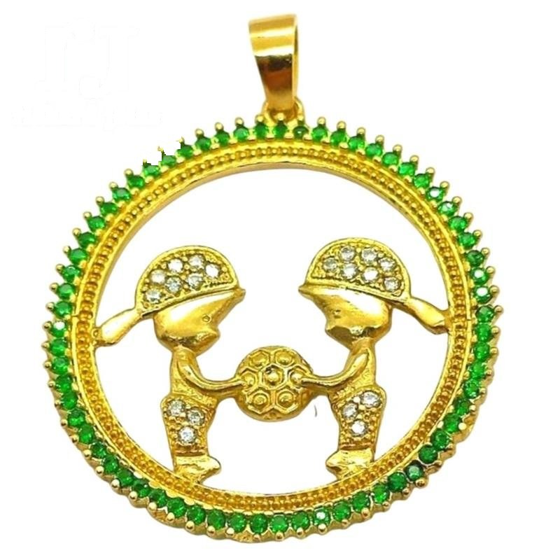 PINGENTE DE MOEDA MANDALA C/105 PEDRAS 02 MENINOS