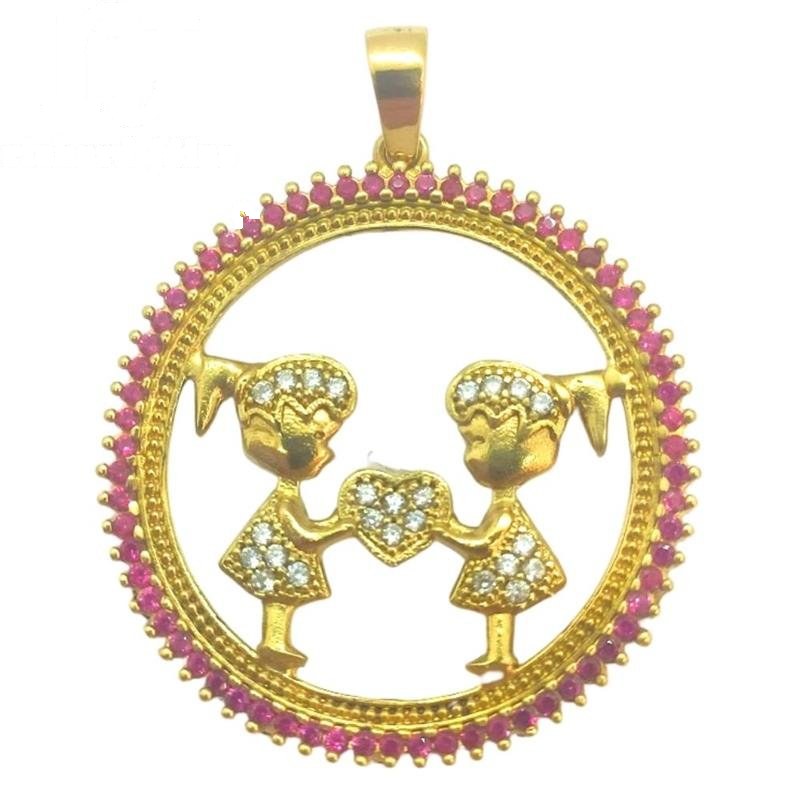PINGENTE DE MOEDA MANDALA C/105 PEDRAS 02 MENINAS