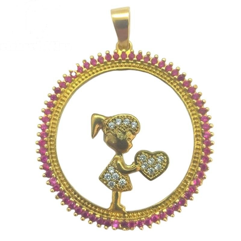 PINGENTE DE MOEDA MANDALA C/100 PEDRAS 01 MENINA