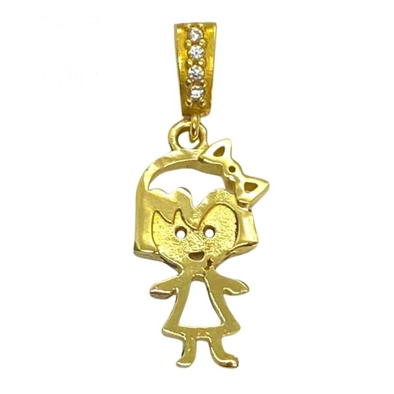 PINGENTE DE MOEDA MENINA DE TAMANHO 1,6 X 1,0